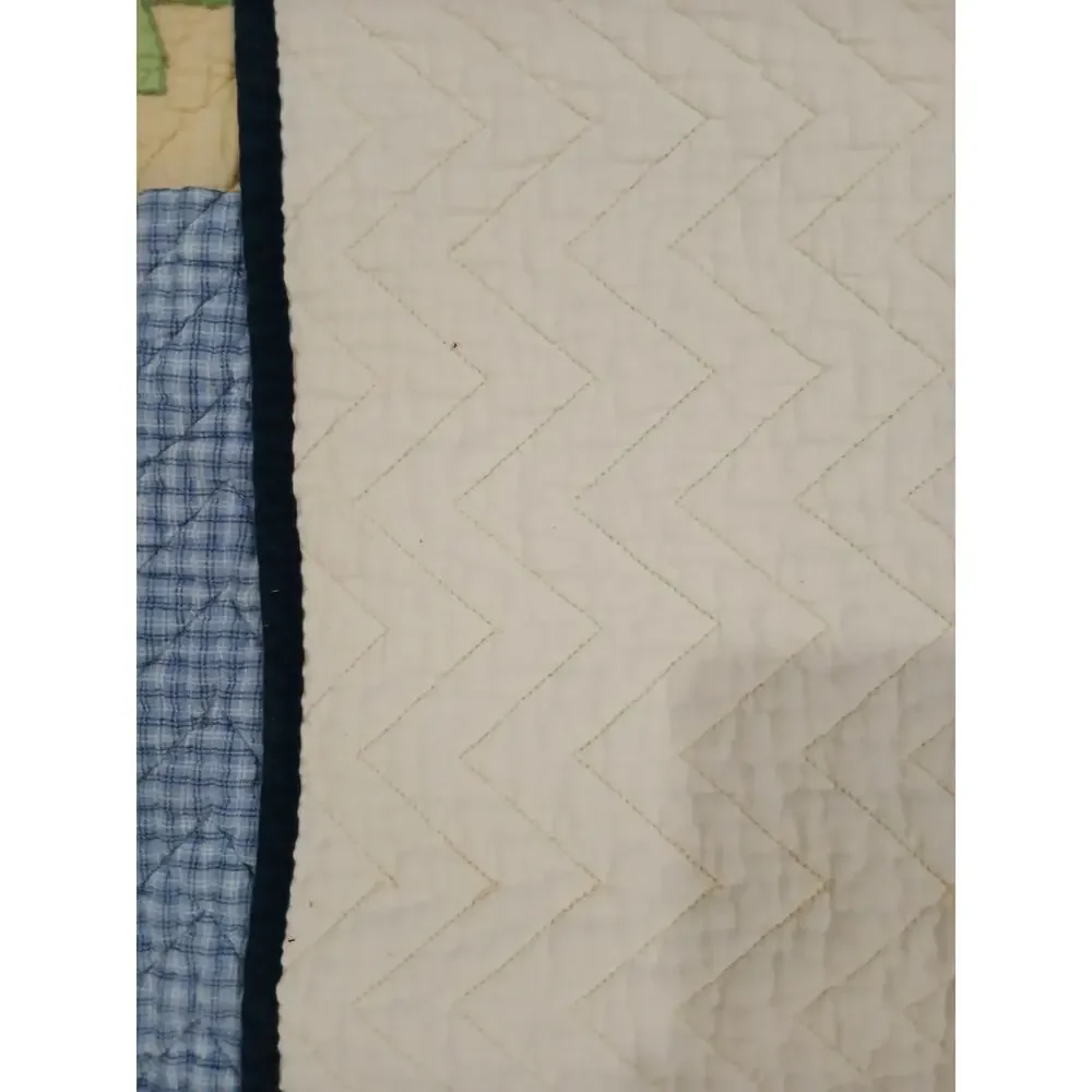RARE Pottery Barn Dinosaur QUEEN Quilt Blanket Colorful Pop Art Patchwork Vintag